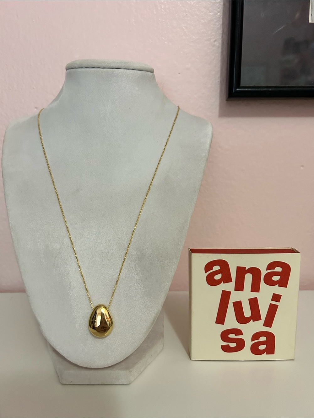 Gold Teardrop Ana Luisa Pendant Necklace with box